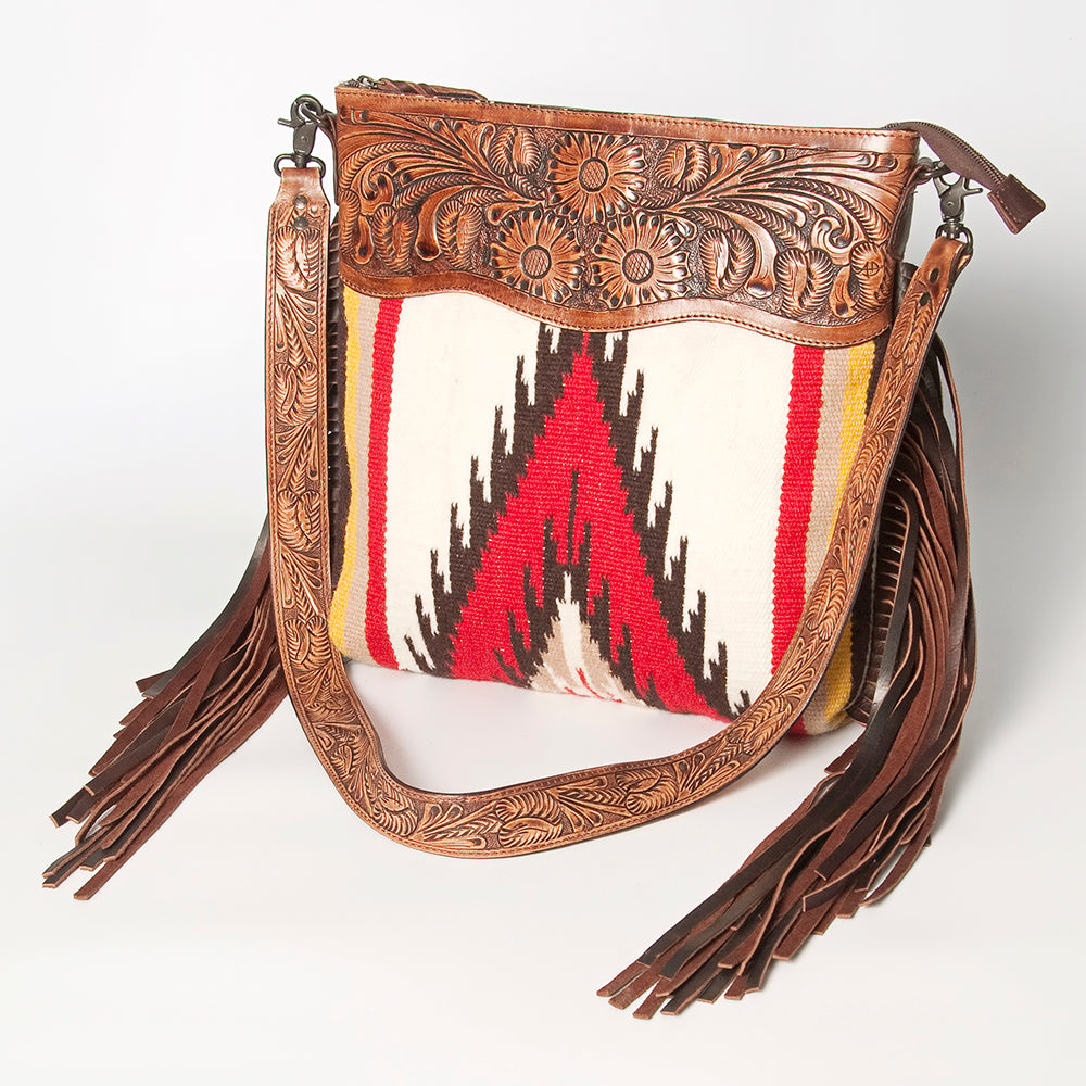 American Darling Hand-Tooled Saddle Blanket Leather Crossbody Bag