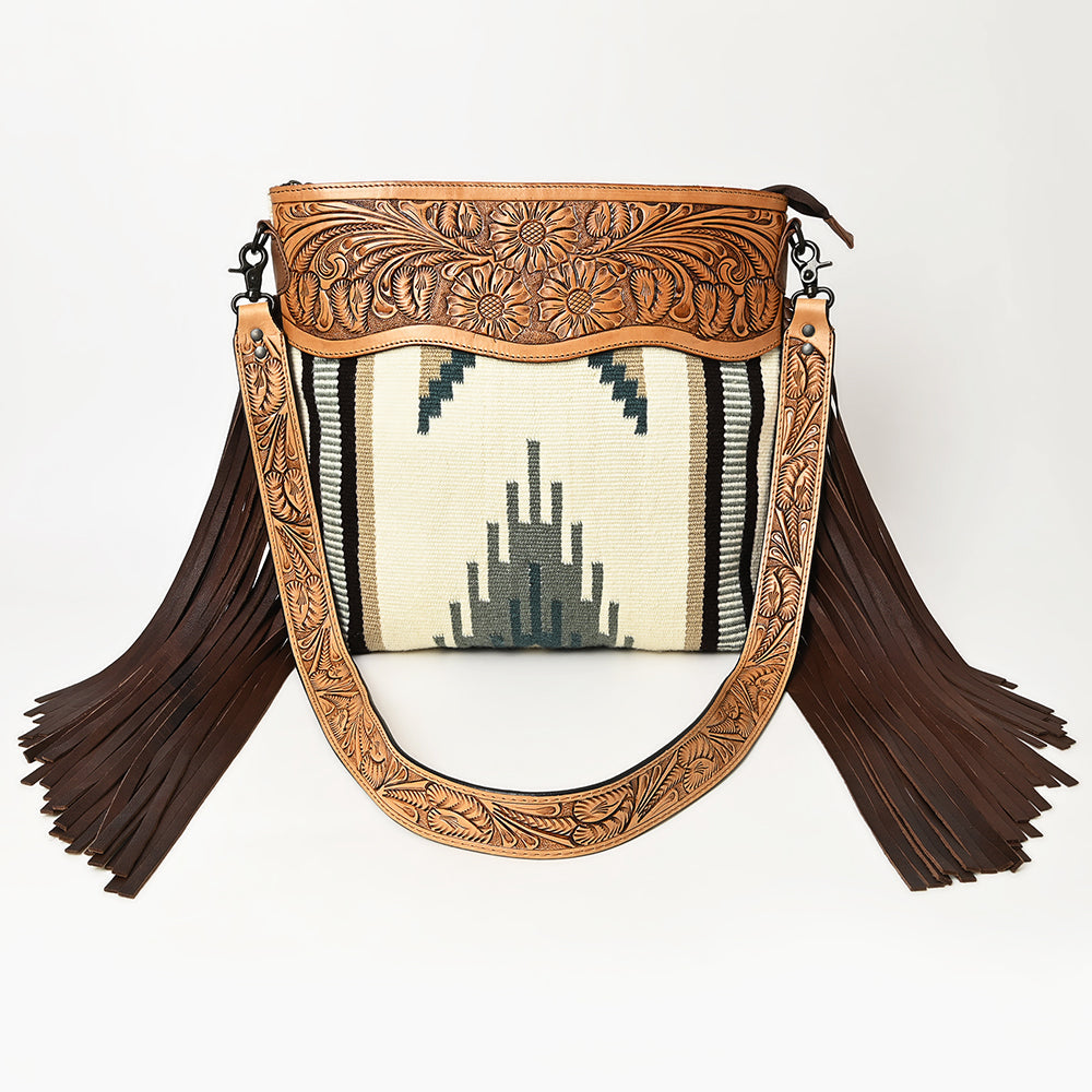 American Darling Hand-Tooled Saddle Blanket Leather Crossbody Bag