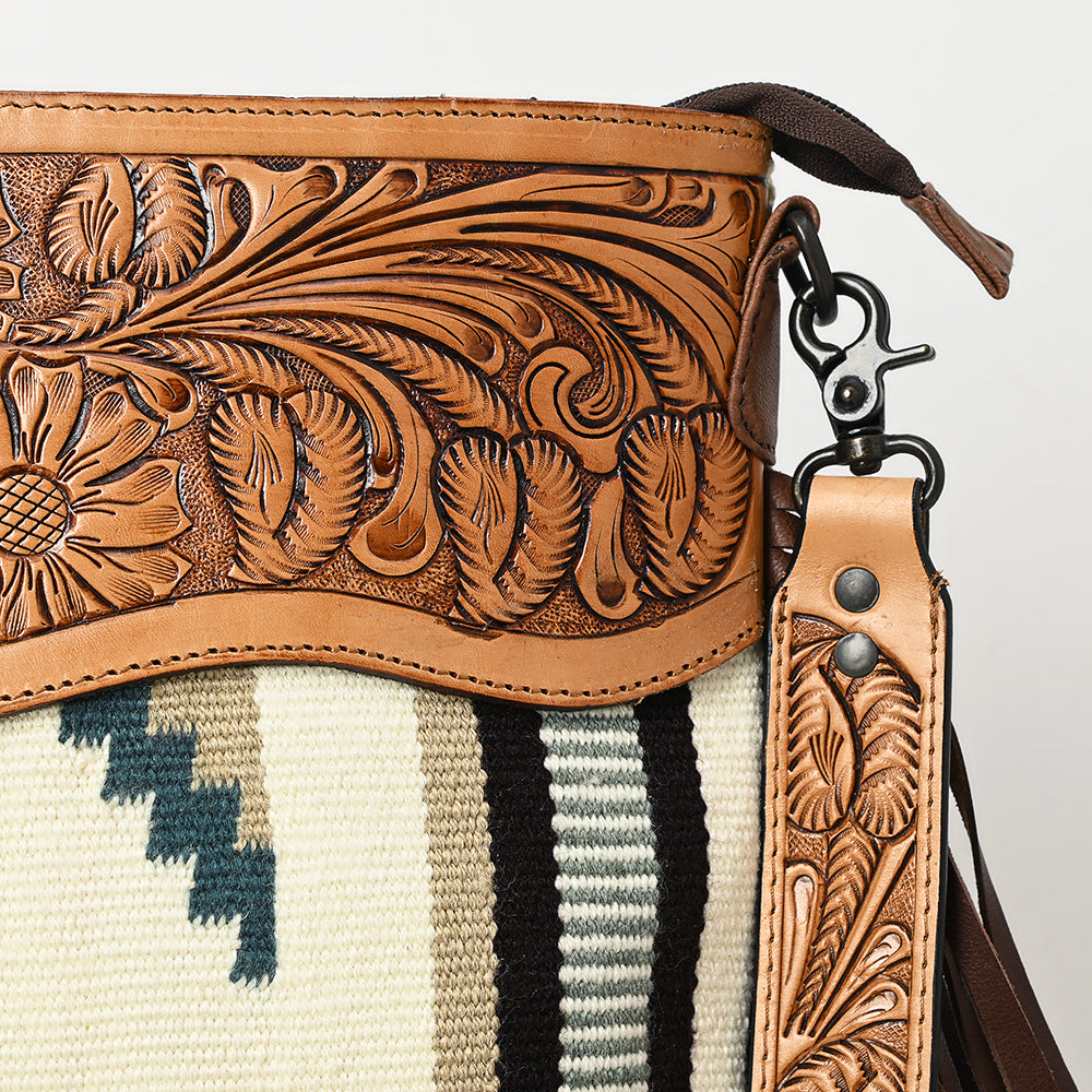 American Darling Hand-Tooled Saddle Blanket Leather Crossbody Bag