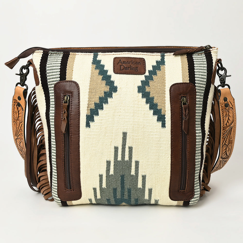 American Darling Hand-Tooled Saddle Blanket Leather Crossbody Bag
