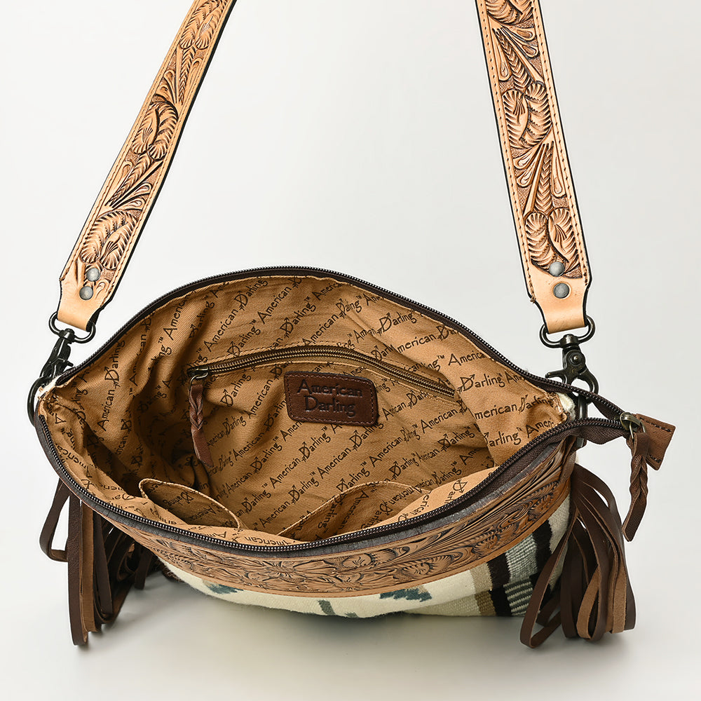 American Darling Hand-Tooled Saddle Blanket Leather Crossbody Bag