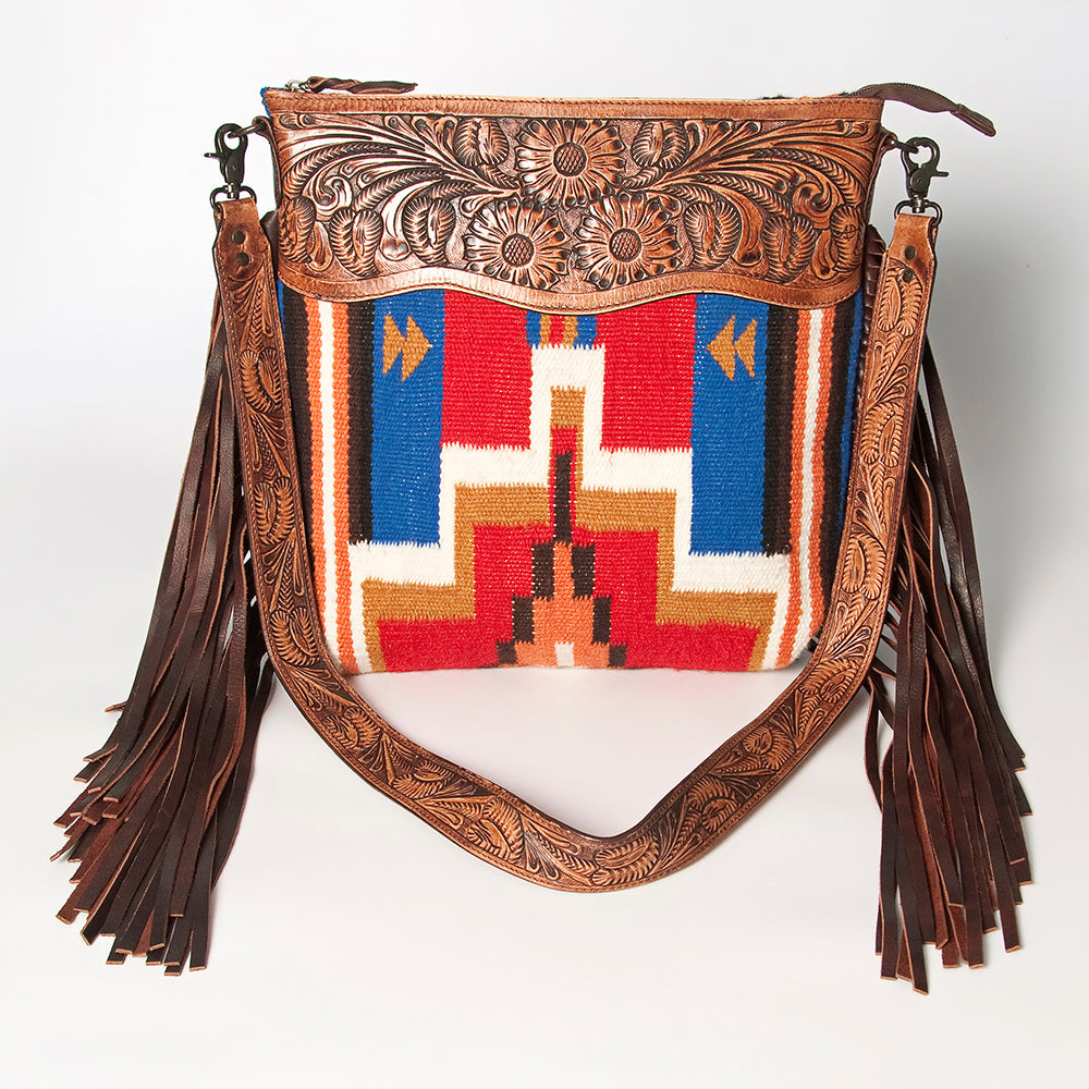 American Darling Hand-Tooled Saddle Blanket Leather Crossbody Bag