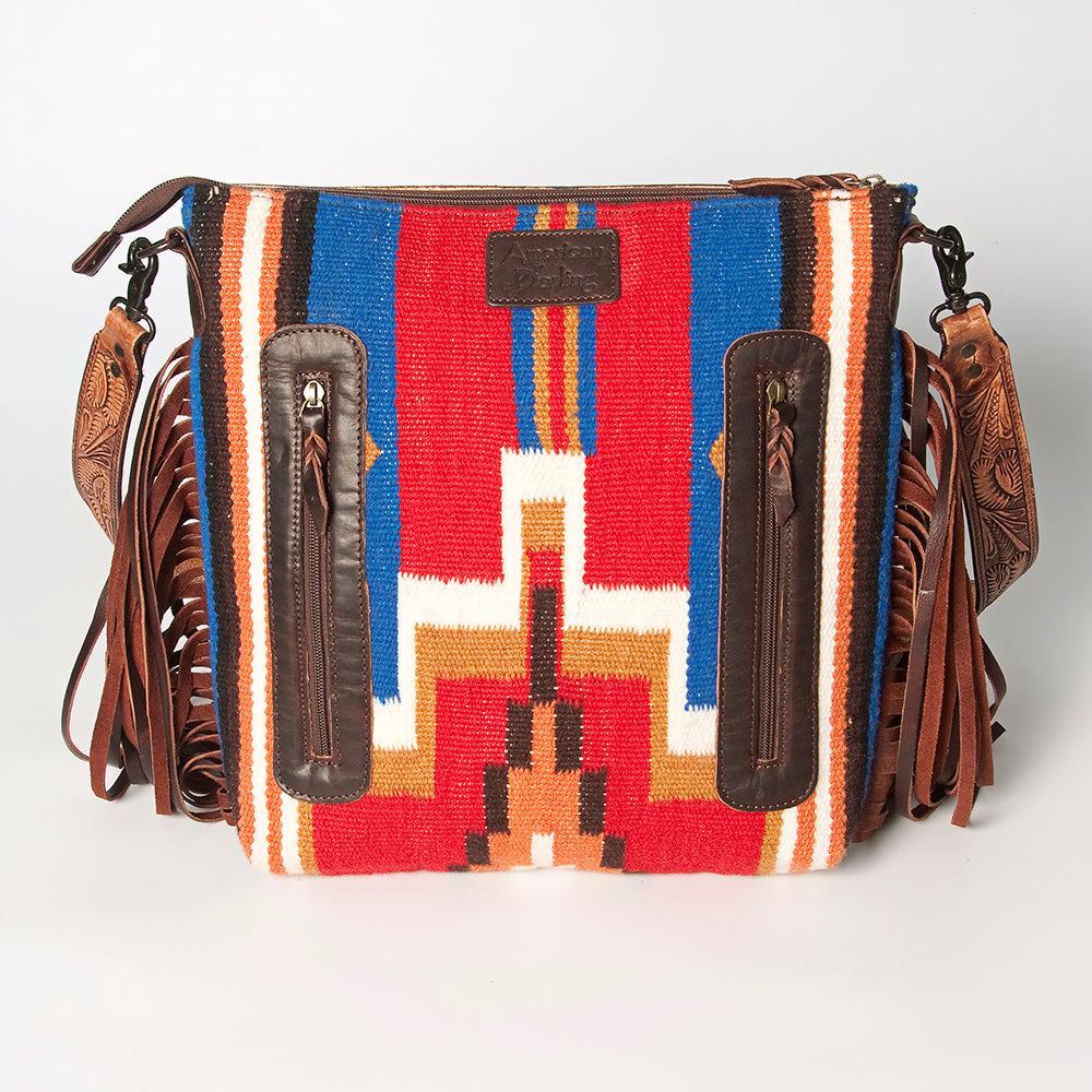 American Darling Hand-Tooled Saddle Blanket Leather Crossbody Bag