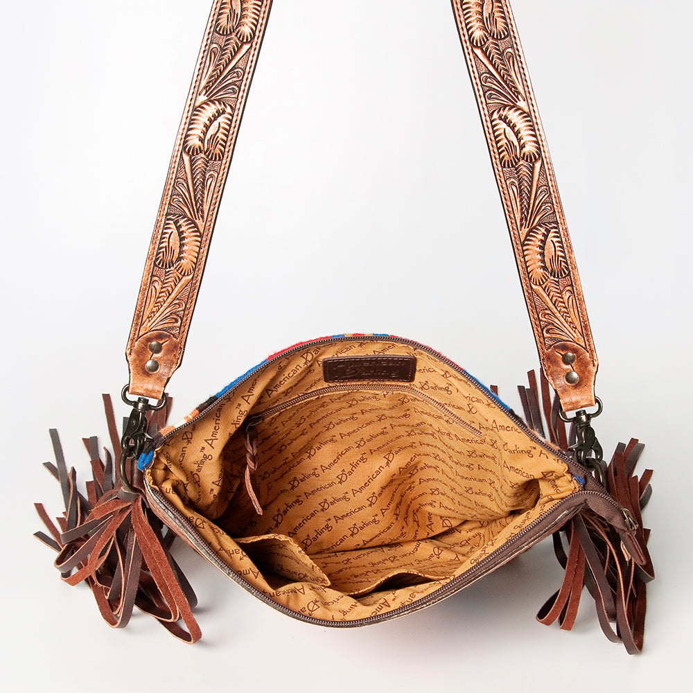 American Darling Hand-Tooled Saddle Blanket Leather Crossbody Bag