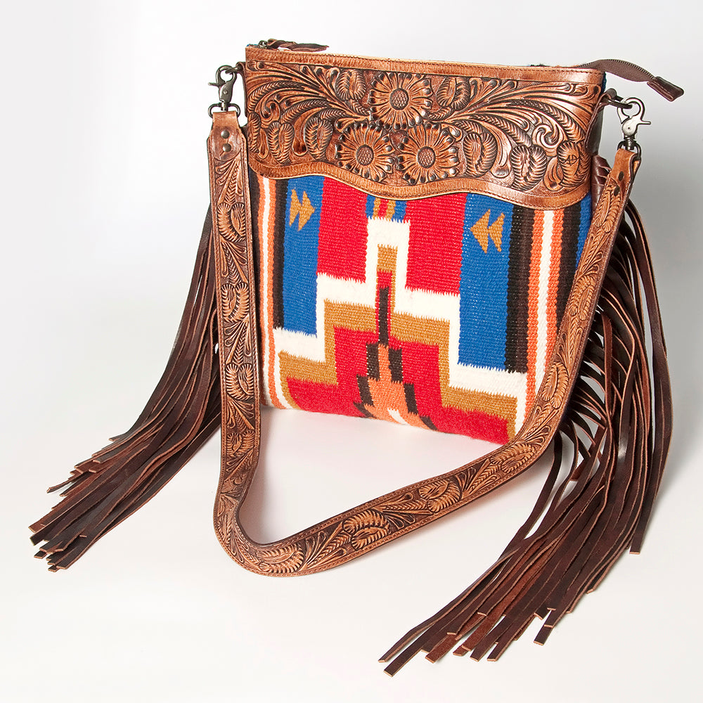 American Darling Hand-Tooled Saddle Blanket Leather Crossbody Bag