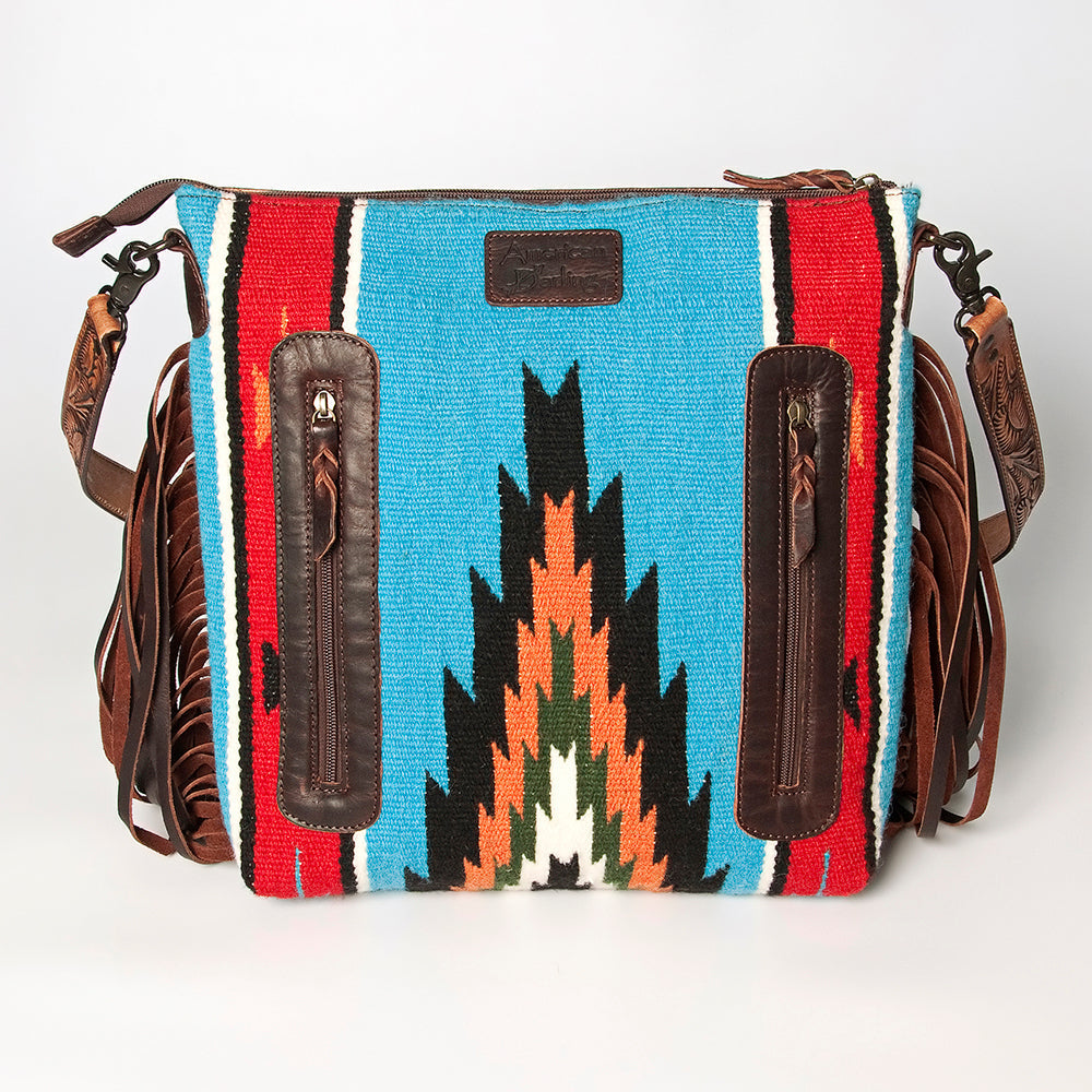 American Darling Hand-Tooled Saddle Blanket Leather Crossbody Bag