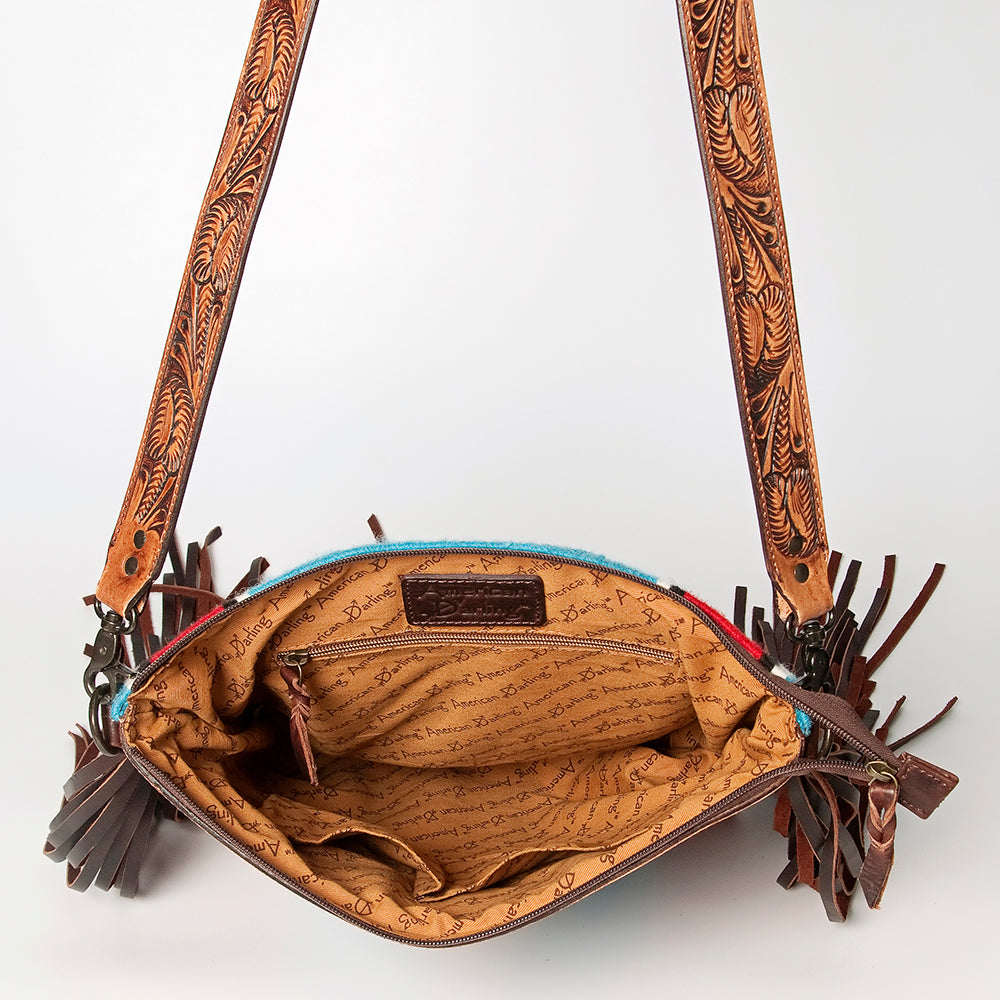 American Darling Hand-Tooled Saddle Blanket Leather Crossbody Bag