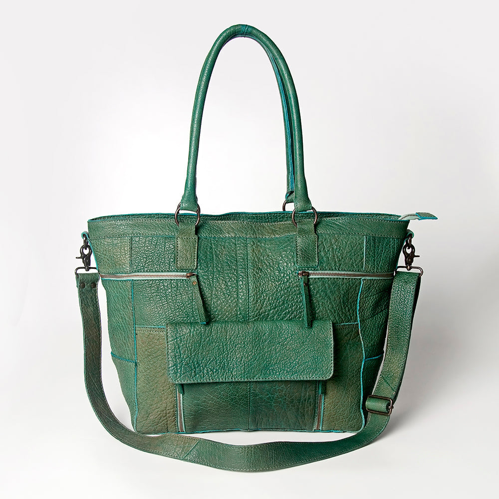 Never Mind Tote Vintage Handmade Genuine Cowhide Leather