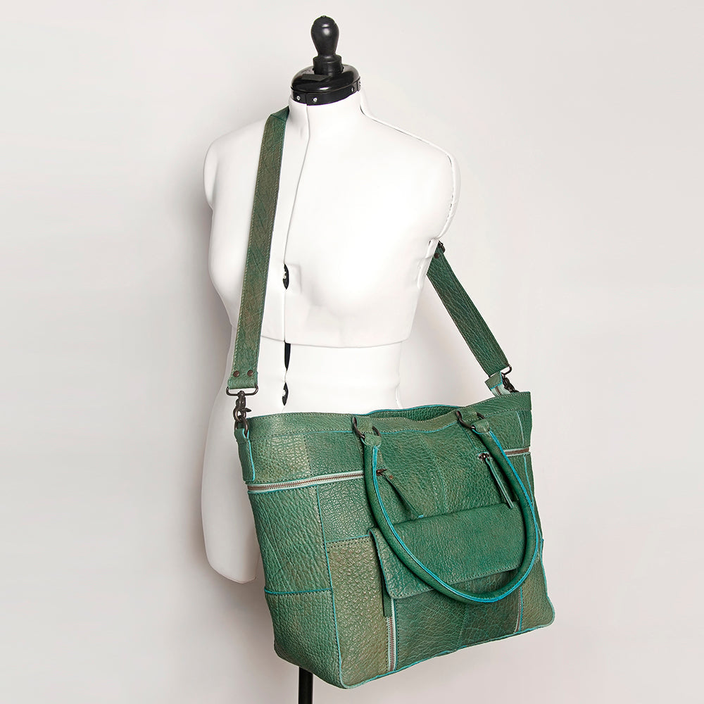 Never Mind Tote Vintage Handmade Genuine Cowhide Leather