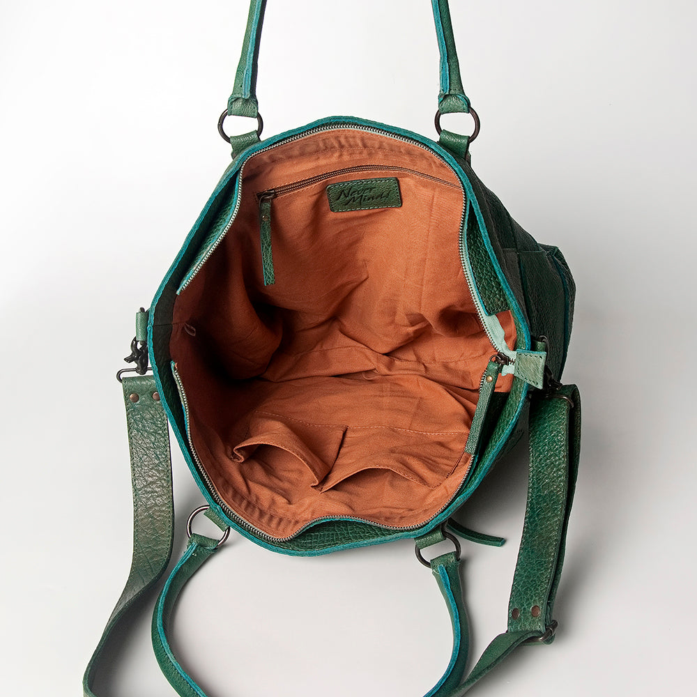 Never Mind Tote Vintage Handmade Genuine Cowhide Leather