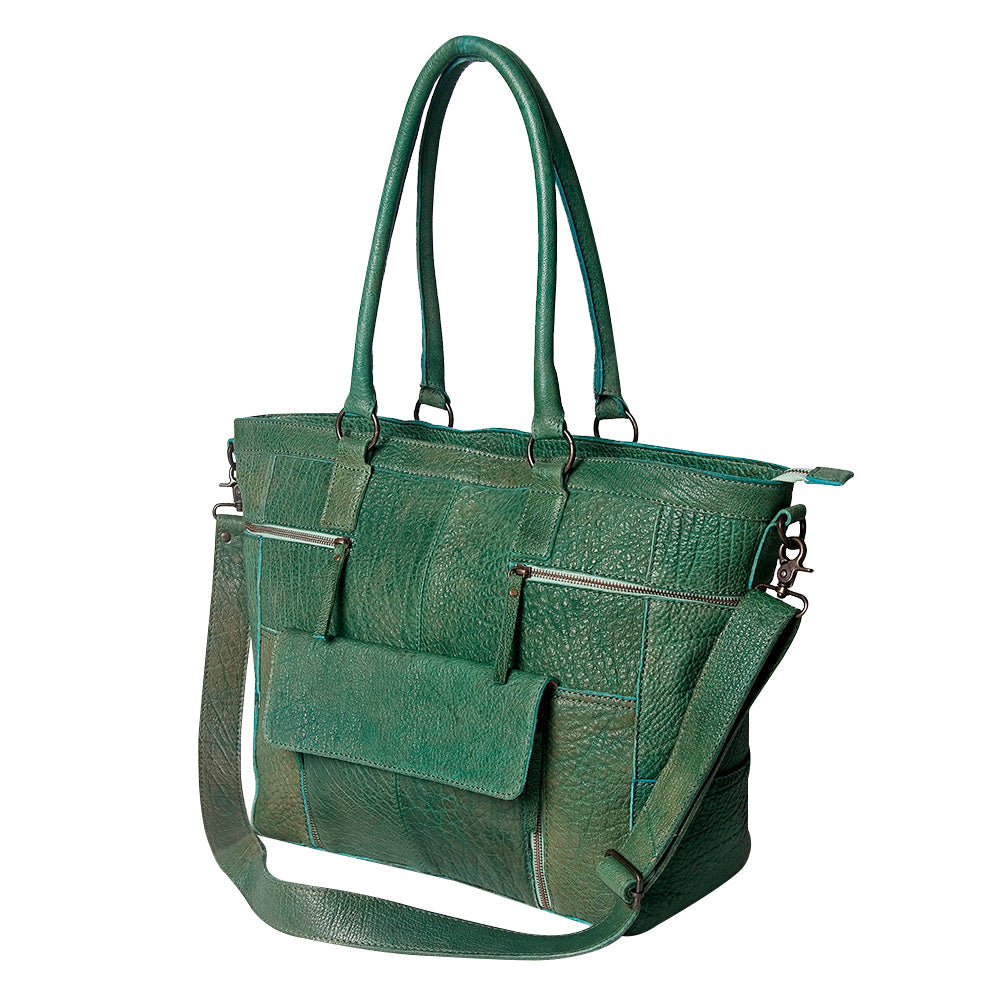 Never Mind Tote Vintage Handmade Genuine Cowhide Leather