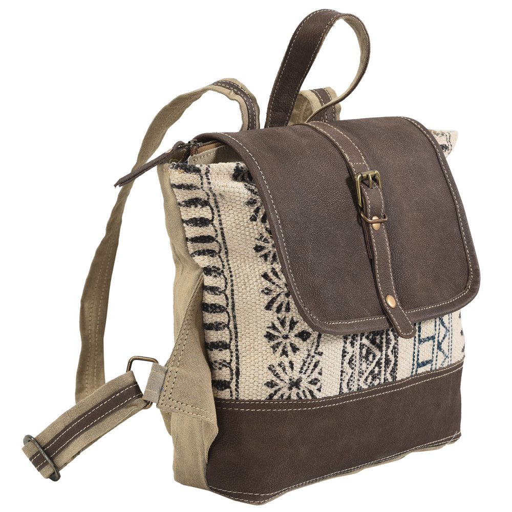 Ohlay Backpack Upcycled Canvas Genuine Leather