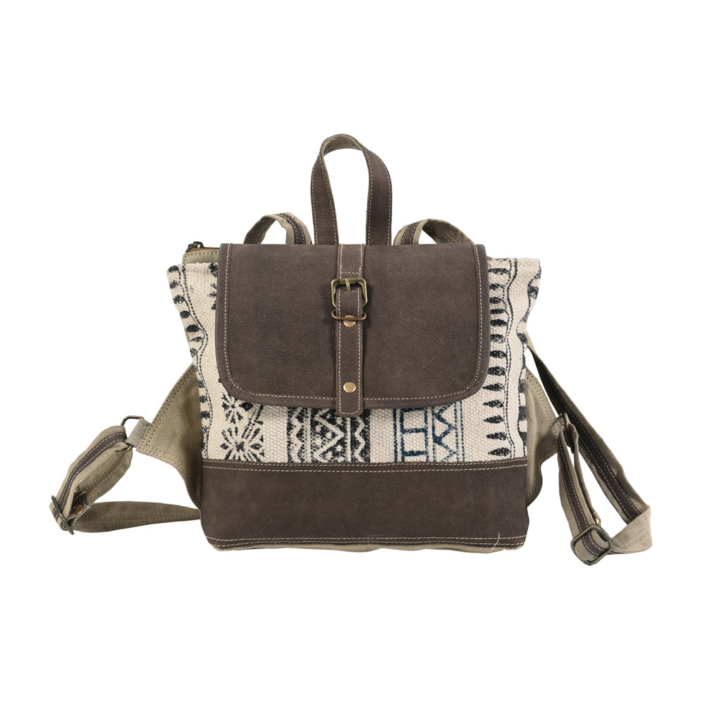 Ohlay Backpack Upcycled Canvas Genuine Leather