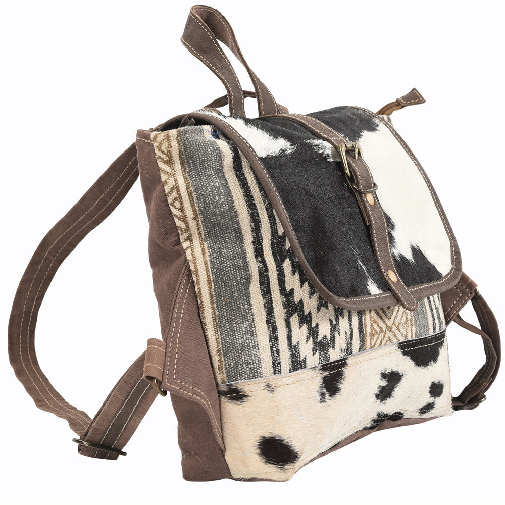Ohlay Backpack Upcycled Canvas Hair-On Genuine Leather