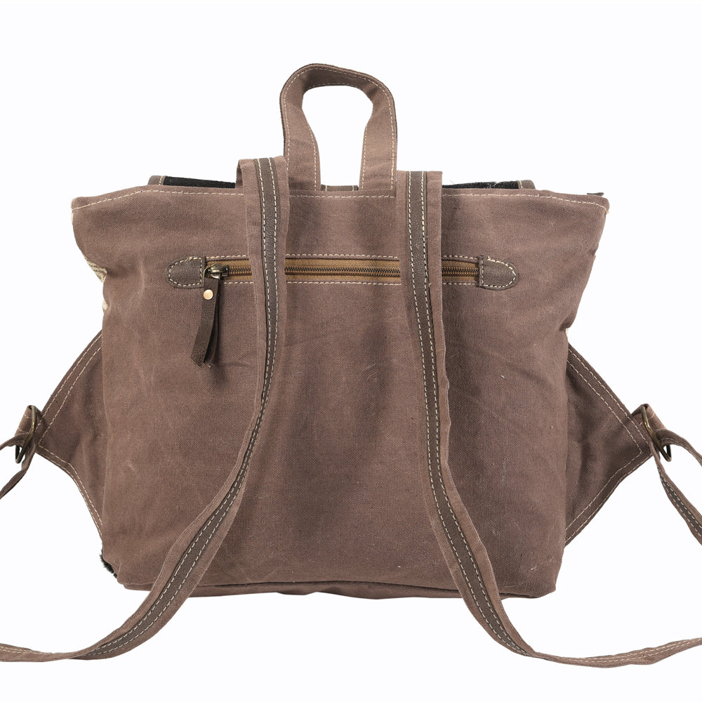 Ohlay Backpack Upcycled Canvas Hair-On Genuine Leather