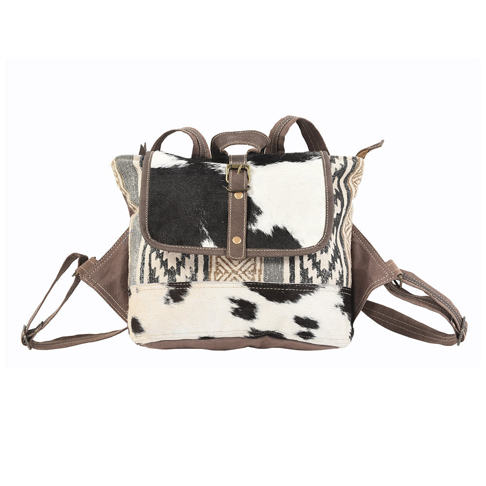 Ohlay Backpack Upcycled Canvas Hair-On Genuine Leather