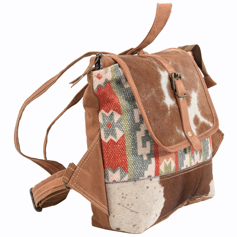 Ohlay Backpack Upcycled Canvas Hair-On Genuine Leather