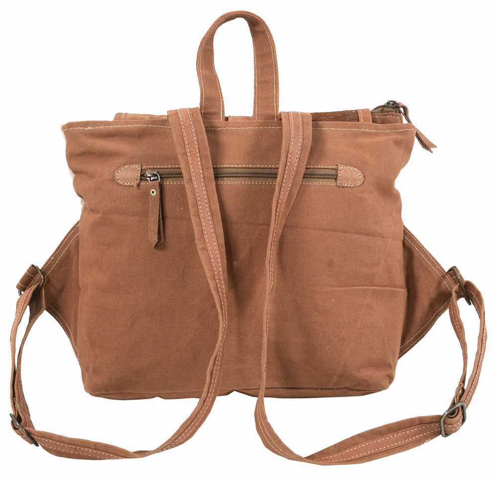Ohlay Backpack Upcycled Canvas Hair-On Genuine Leather