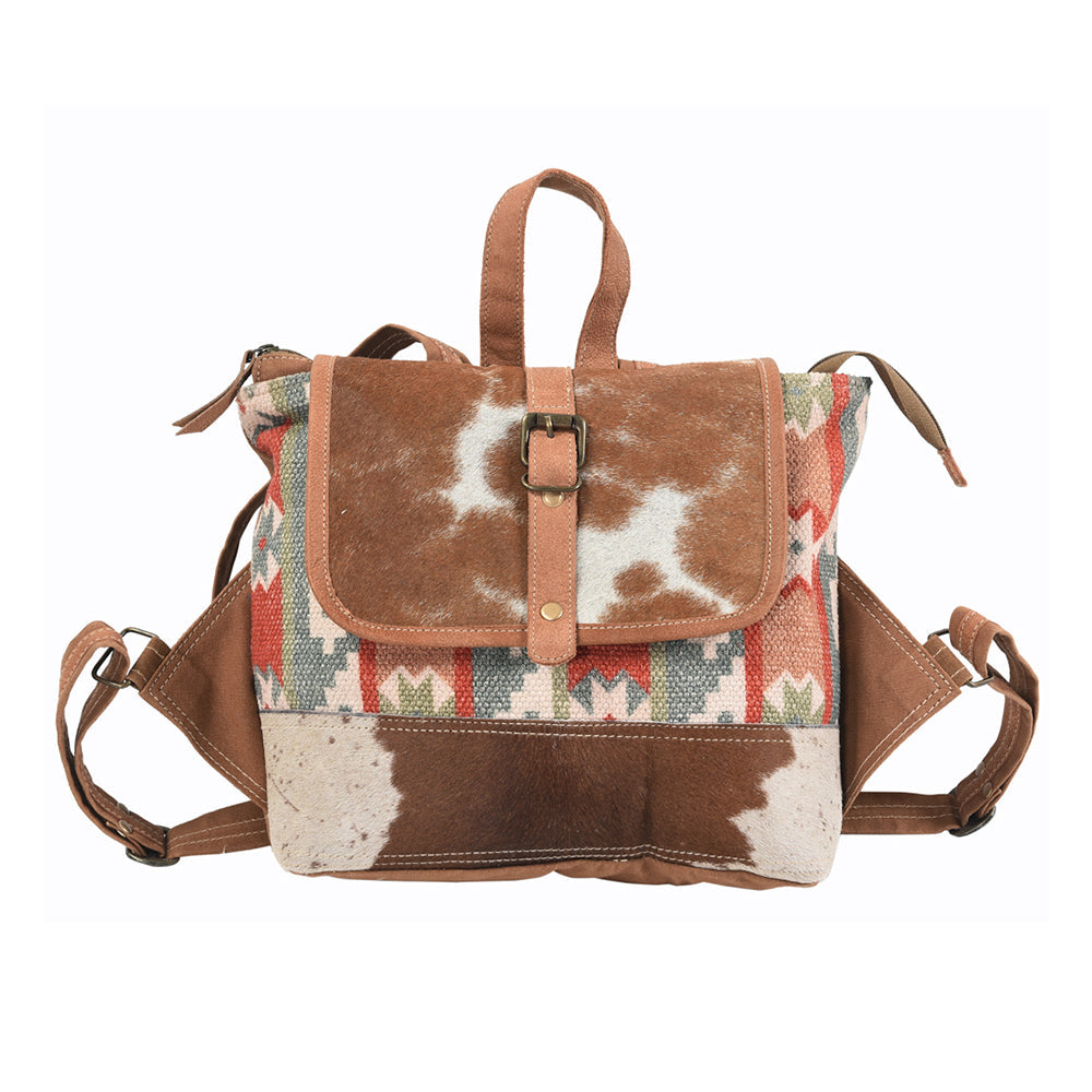 Ohlay Backpack Upcycled Canvas Hair-On Genuine Leather