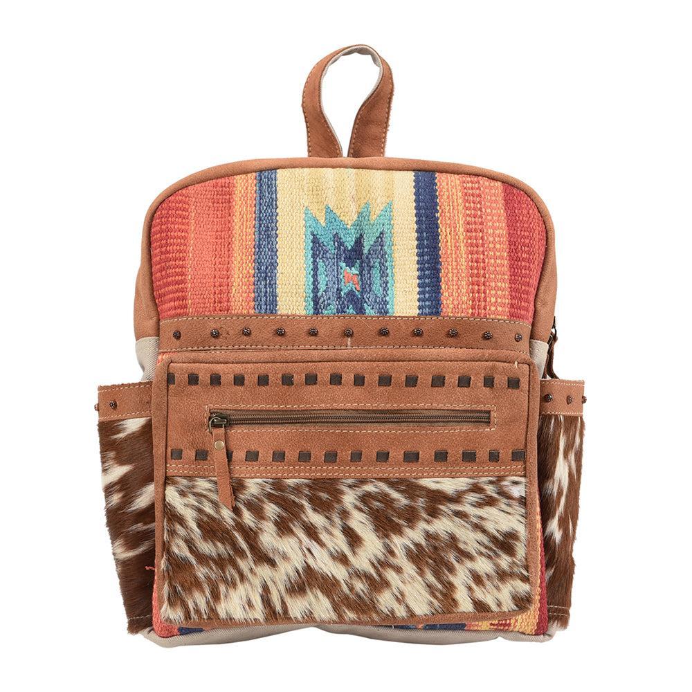 OHLAY Upcycled Canvas Hair-On Leather Backpack