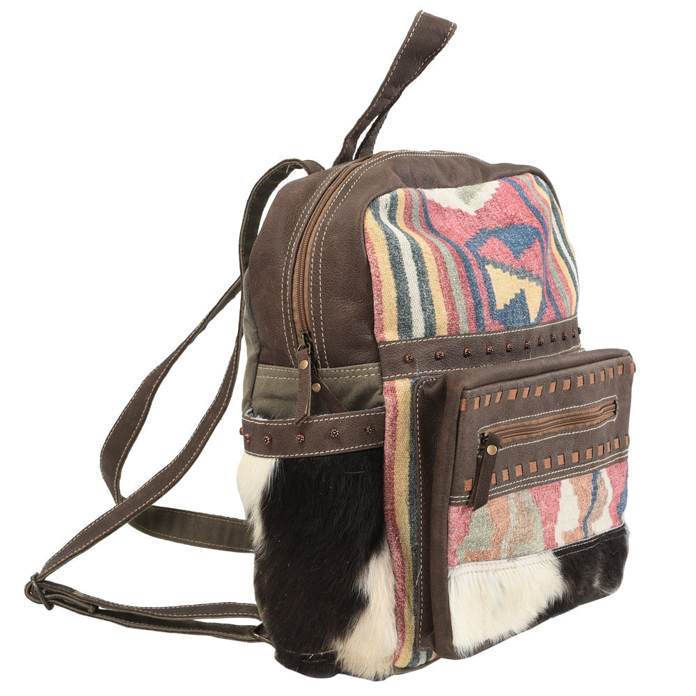 Ohlay Backpack Upcycled Canvas Hair-On Genuine Leather