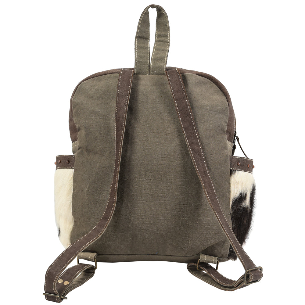 Ohlay Backpack Upcycled Canvas Hair-On Genuine Leather