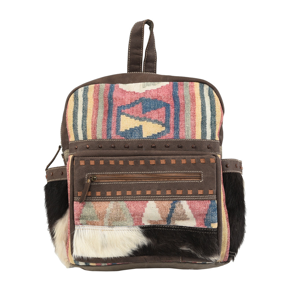 Ohlay Backpack Upcycled Canvas Hair-On Genuine Leather