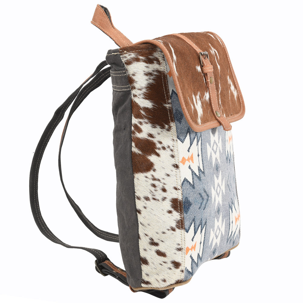 Ohlay Backpack Upcycled Canvas Hair-On Genuine Leather