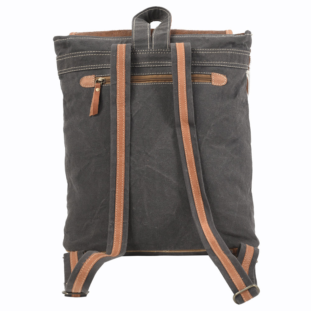 Ohlay Backpack Upcycled Canvas Hair-On Genuine Leather