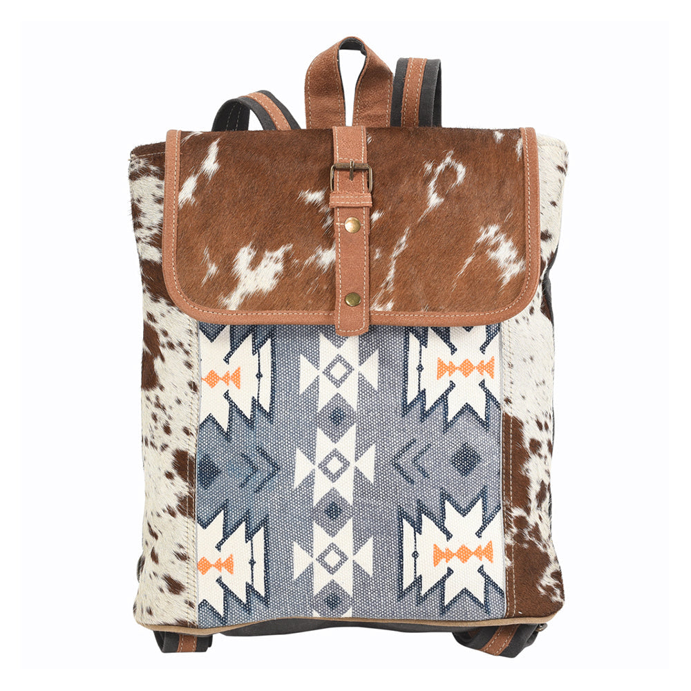 Ohlay Backpack Upcycled Canvas Hair-On Genuine Leather