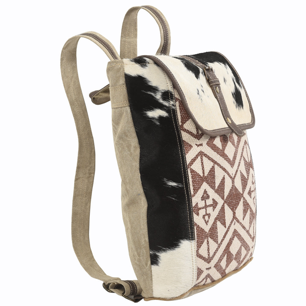 Ohlay Backpack Upcycled Canvas Hair-On Genuine Leather