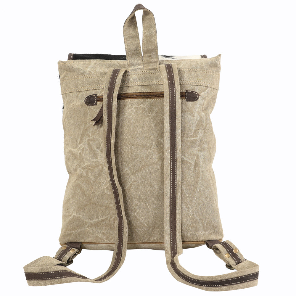 Ohlay Backpack Upcycled Canvas Hair-On Genuine Leather
