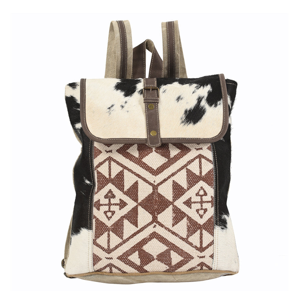 Ohlay Backpack Upcycled Canvas Hair-On Genuine Leather