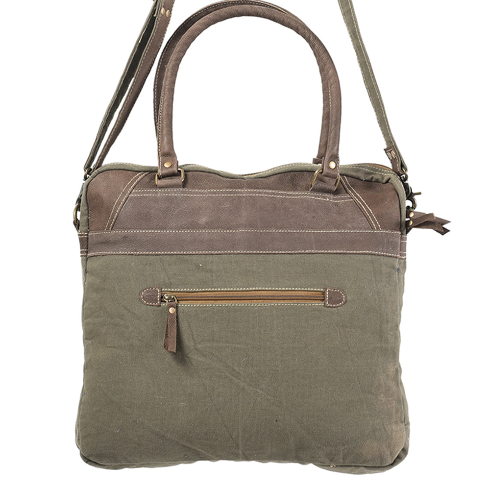 OHLAY Upcycled Wool Canvas Genuine Leather Tote