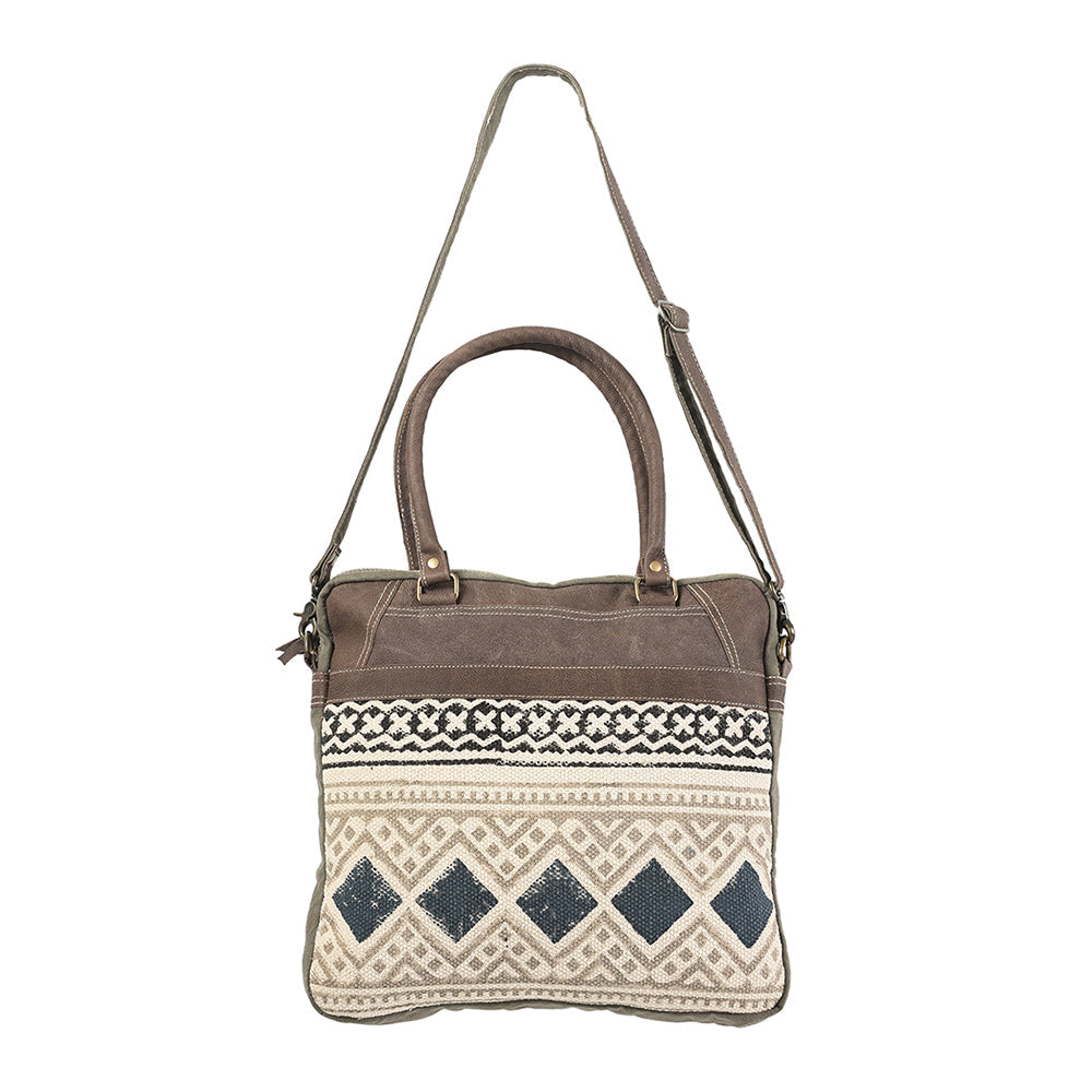 OHLAY Upcycled Wool Canvas Genuine Leather Tote