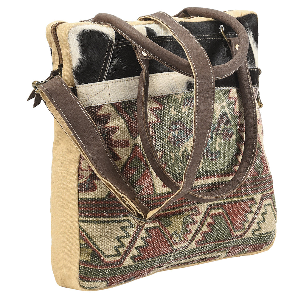 Ohlay Tote Upcycled Wool Upcycled Canvas Hair-on Genuine Leather