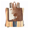Ohlay Backpack Hand Tooled Upcycled Canvas Hair-On Genuine Leather