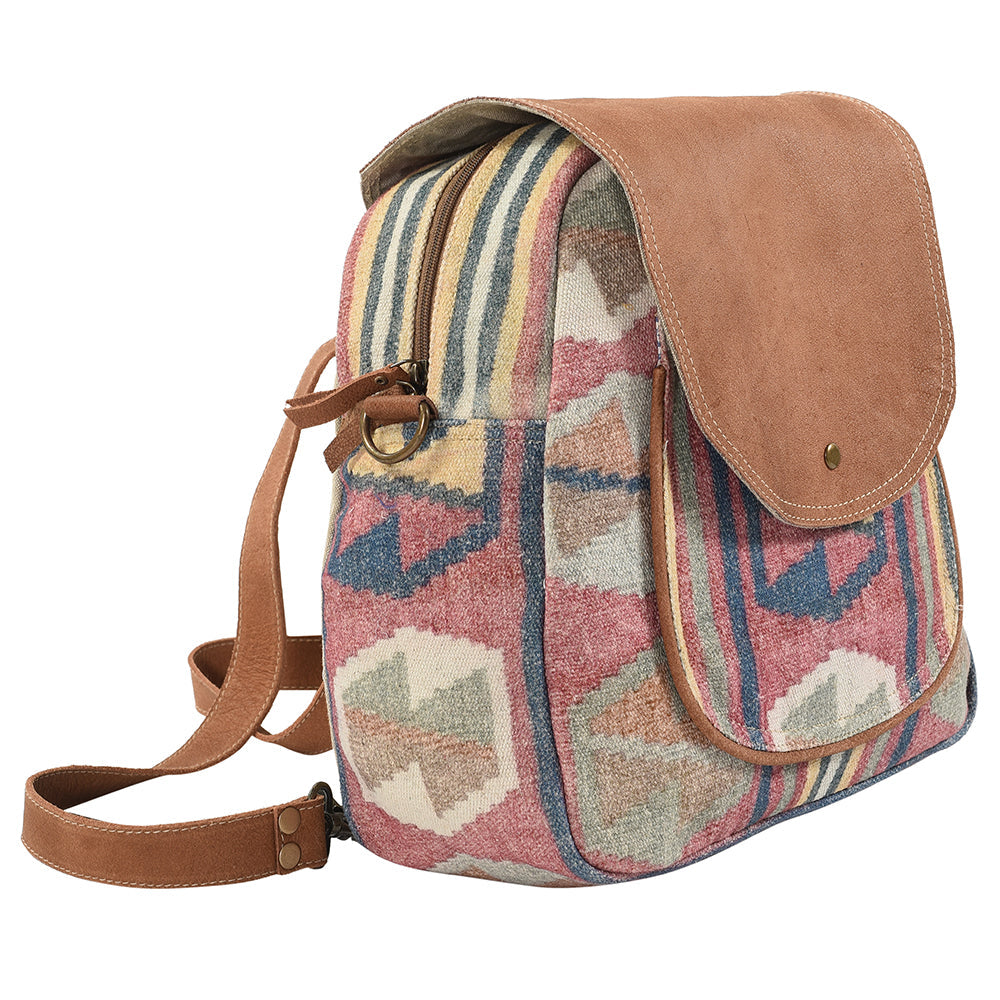 Ohlay Backpack Upcycled Canvas Genuine Leather