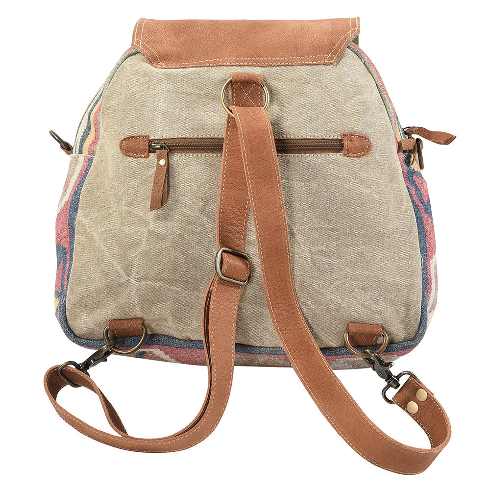 Ohlay Backpack Upcycled Canvas Genuine Leather