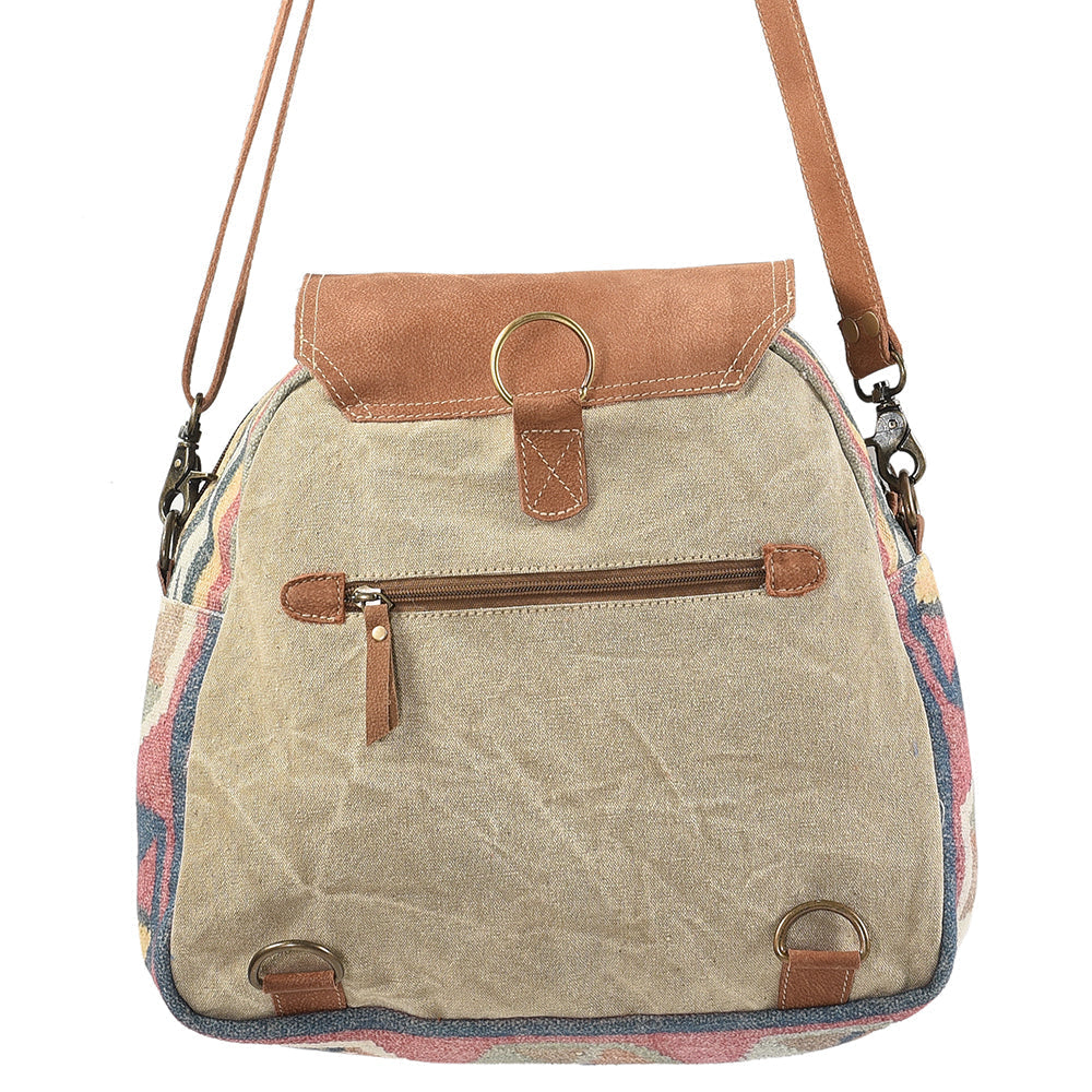 Ohlay Backpack Upcycled Canvas Genuine Leather