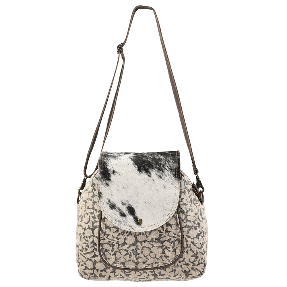 OHLAY Upcycled Canvas Hair-On Leather Backpack