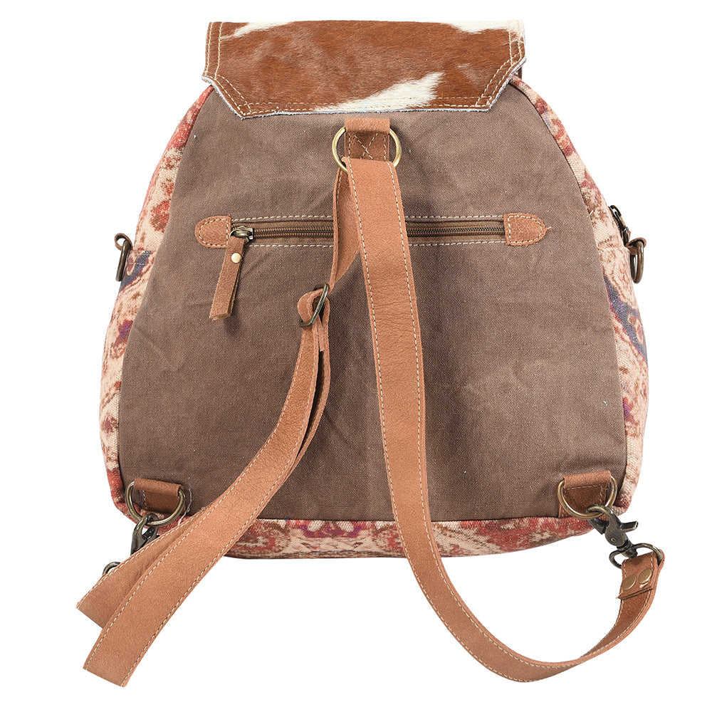 OHLAY Upcycled Canvas Hair-On Leather Backpack