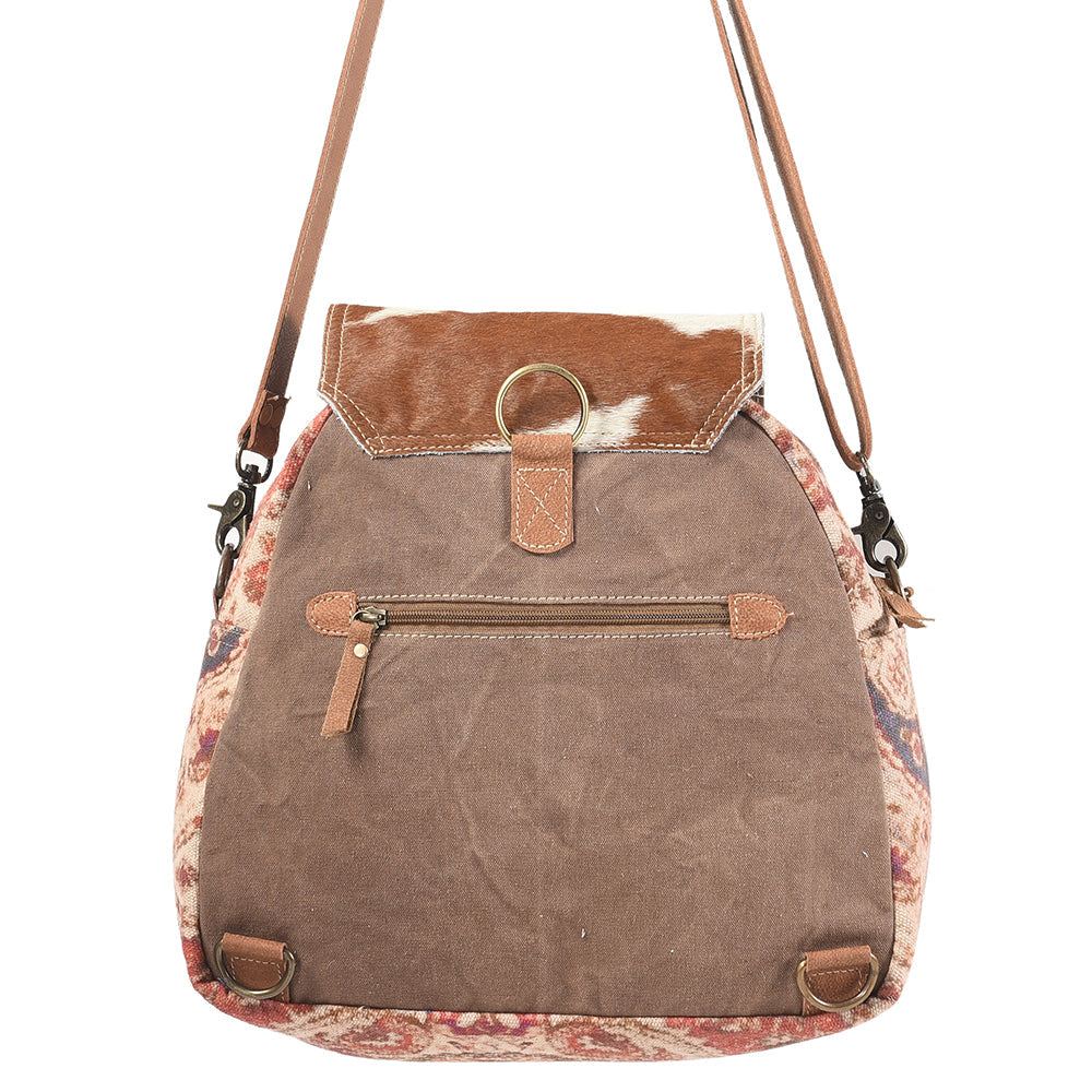 OHLAY Upcycled Canvas Hair-On Leather Backpack