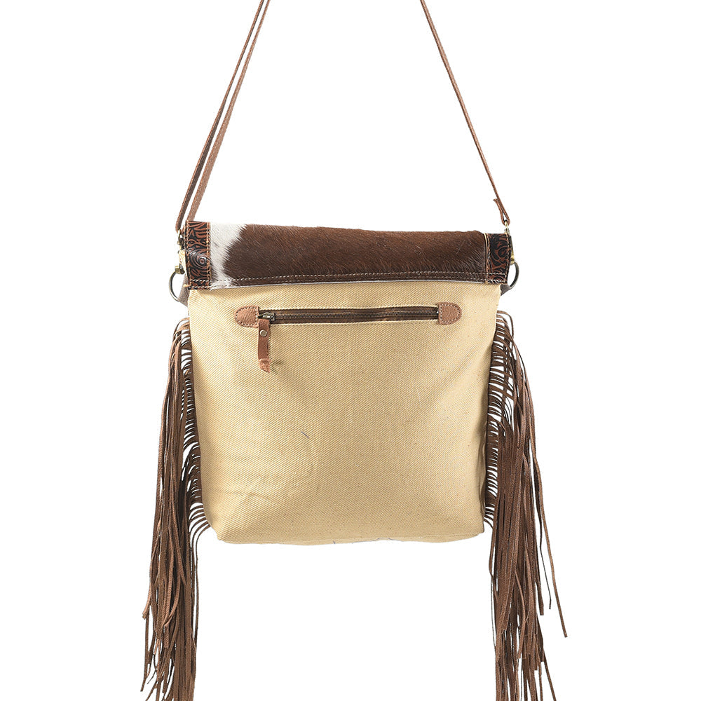 Ohlay Crossbody Upcycled Wool Upcycled Canvas Embossed Hair-On Genuine Leather