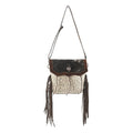 OHLAY Cross Body Upcycled Wool Canvas Embossed Hair-On Genuine Leather Women Bag Western Handbag Purse Womens Handbags