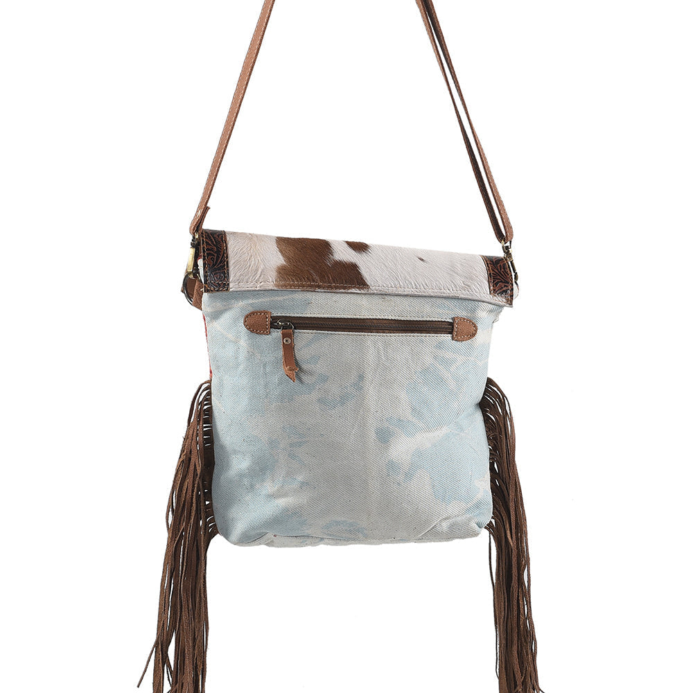 Ohlay Crossbody Upcycled Wool Upcycled Canvas Embossed Hair-On Genuine Leather