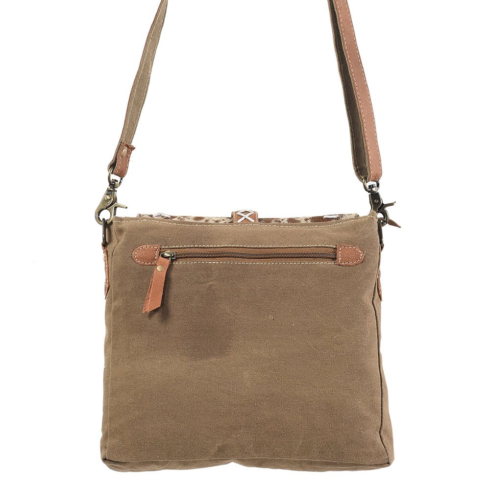 OHLAY Upcycled Wool Canvas Hair-On Leather Crossbody