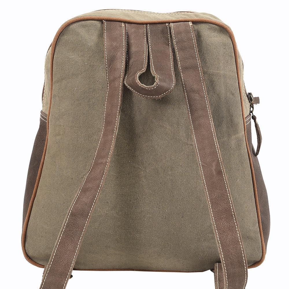 OHLAY Upcycled Canvas Hair-On Genuine Leather Backpack