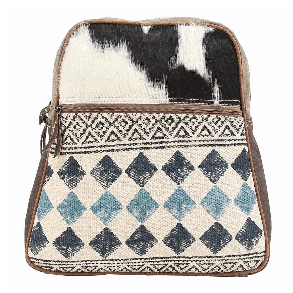OHLAY Upcycled Canvas Hair-On Genuine Leather Backpack