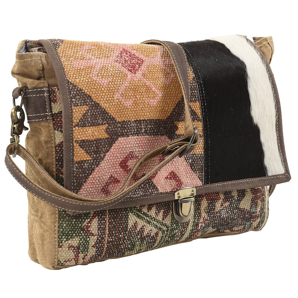 Ohlay Crossbody Upcycled Wool Upcycled Canvas Hair-On Genuine Leather